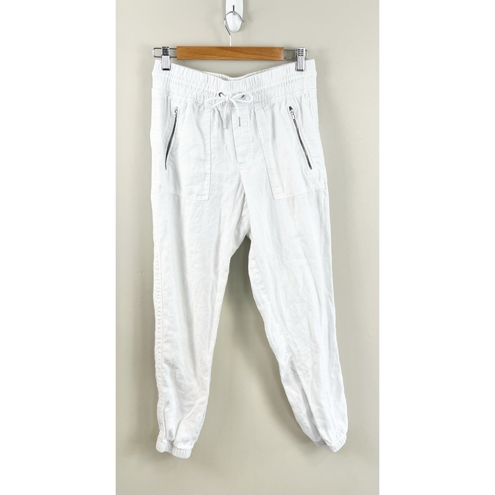 Athleta Women's Cabo Linen Jogger Calla‎ Lilly White Womens Sz 4 Coastal